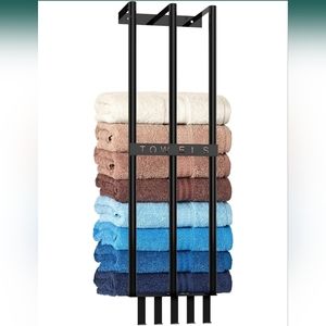 🛍️🆕 BEAUTIFUL WALL MOUNTED TOWEL RACK IN BLACK IRON, 8"Lx5"Wx29"H 🆕BNIB🆕